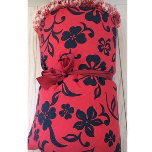 Handmade Polynesian Print Throw Blanket Red Navy